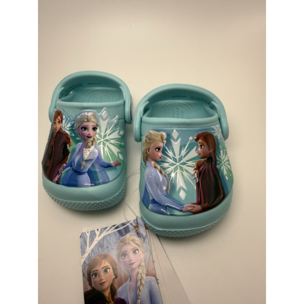 Crocs Frozen Clog Toddler C4 Elsa Anna Blue Slip On Sandals Kids NWT